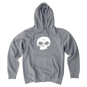 Zero Single Skull Pullover Hoodie - Grey and White