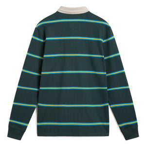 Vans Gatewood Rugby Stripe Long Sleeve Polo - Green Gables