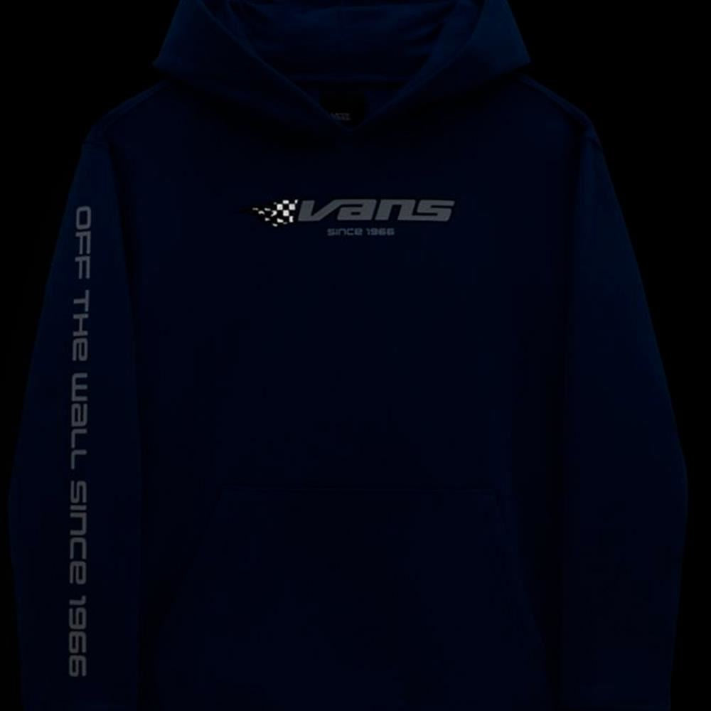 Vans Boys Reflective Checkerboard Flame Pullover Hoodie - True Blue