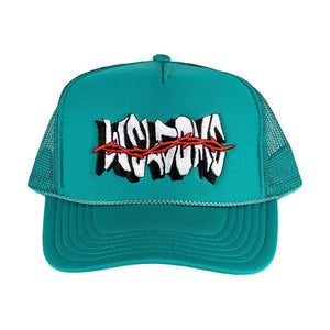 Welcome Thorns Embroidered Trucker Hat - Jade